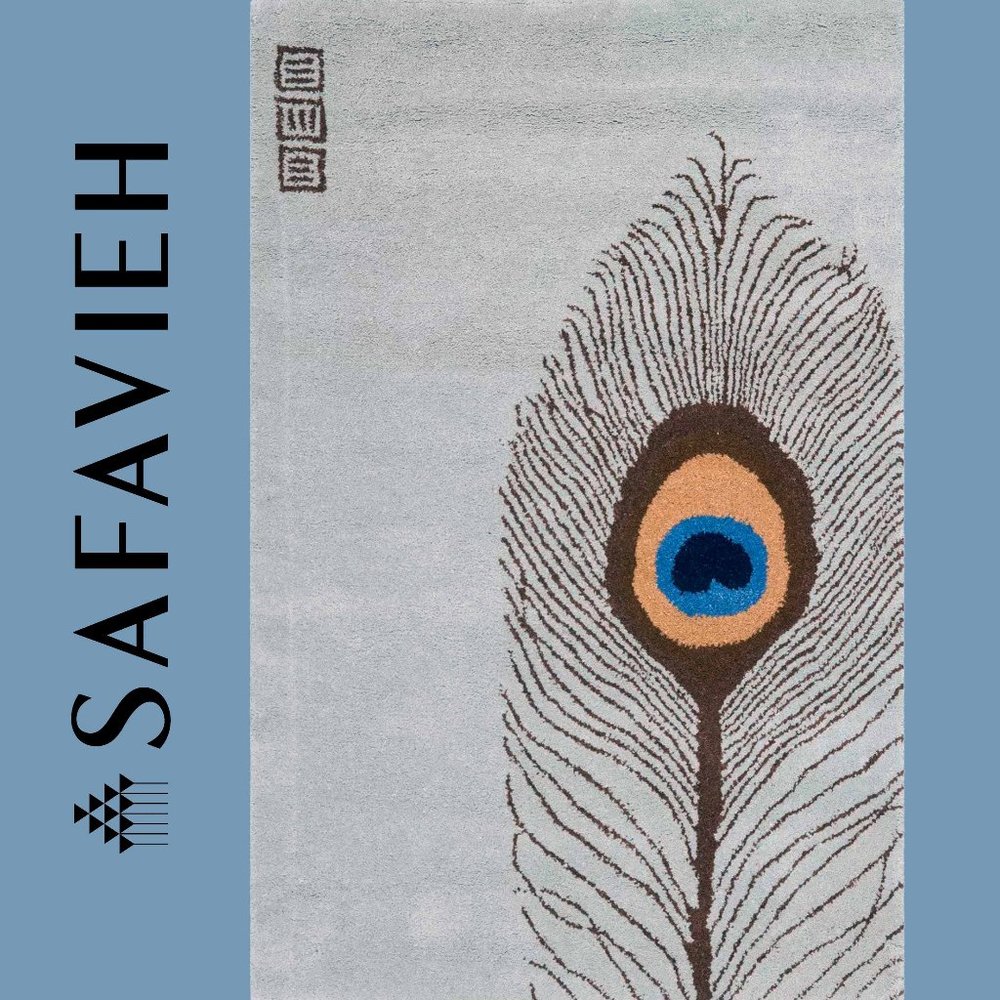 SAFAVIEH ~ Grey/Blue Rug ~ SOHO Collection Mujde Peacock